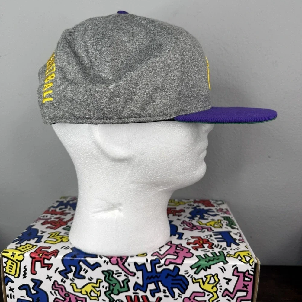 Nike Dri Fit Embroidered Los Angeles LA Lakers Hat Gray Purple Snap Back Cap